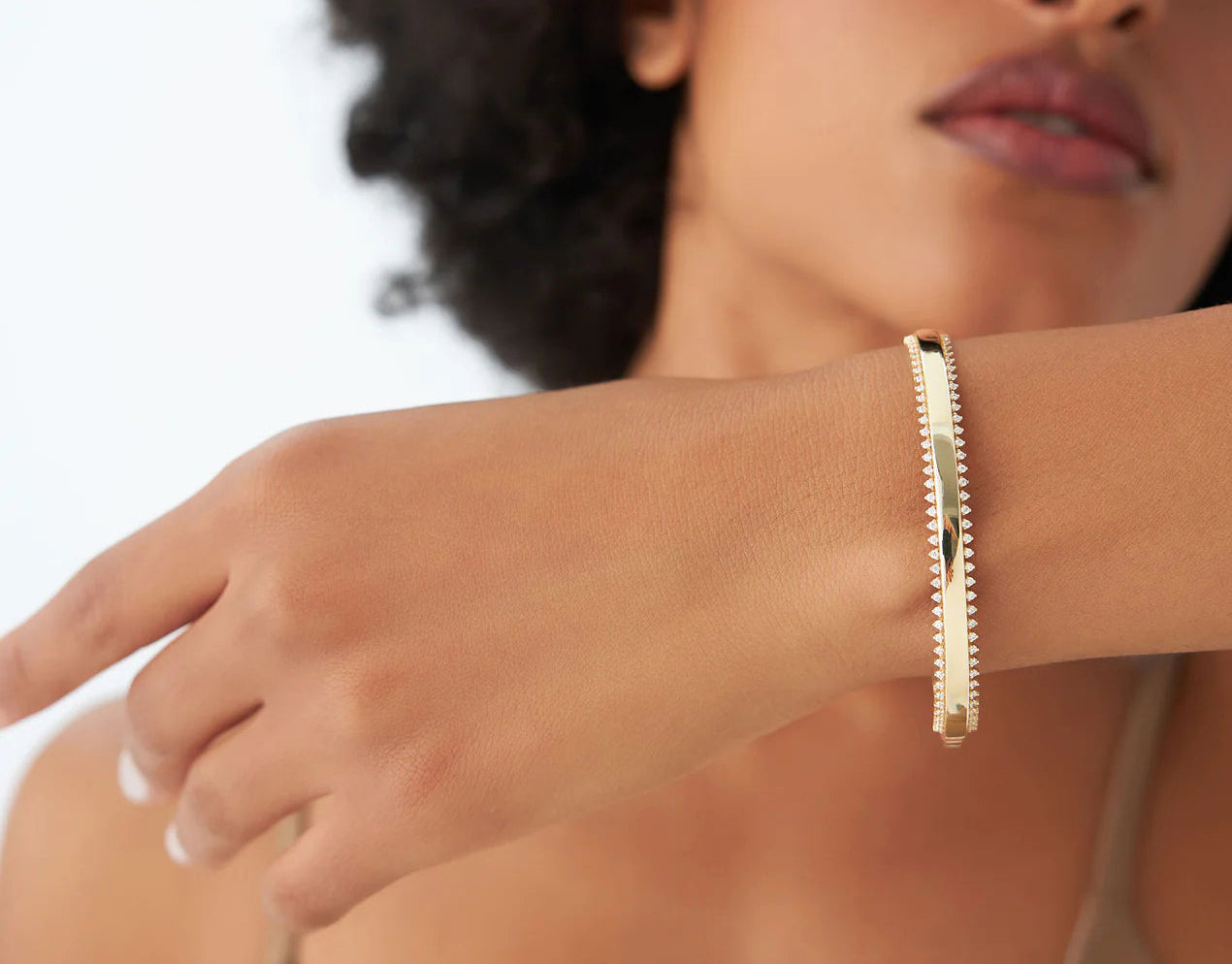Diamond Round Brilliant Cut Bangle | Lab Grown 0.85 CTW Diamond & 18k Gold Plated Bangles | Gift, Party, Wedding, Engagement
