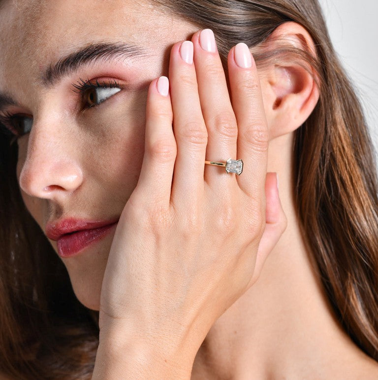 Diamond Emerald Cut Engagement Ring | Lab Grown 2.00 CTW & 18K Solid Gold Ring | Yellow Gold | VS Clarity