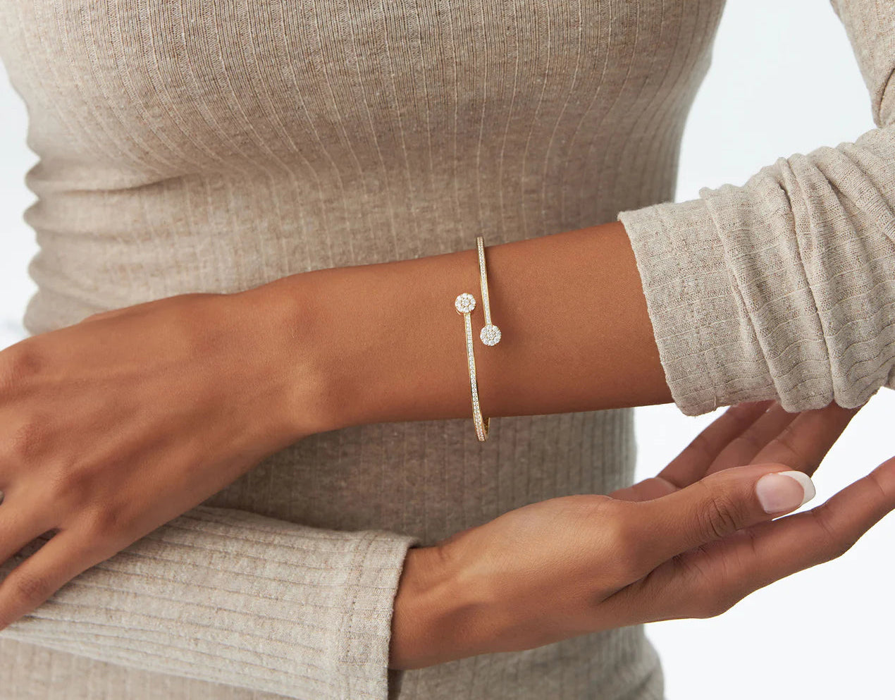 Round Brilliant Cut Diamond Geometric Bracelets | Lab Grown Diamonds & 18k Gold Plated Charm Bracelets for Men and Women | Gift for Wedding, Anniversary, Engagement