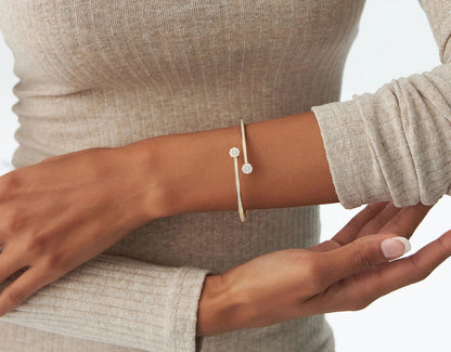 Round Brilliant Cut Diamond Geometric Bracelets | Lab Grown Diamonds & 18k Gold Plated Charm Bracelets for Men and Women | Gift for Wedding, Anniversary, Engagement