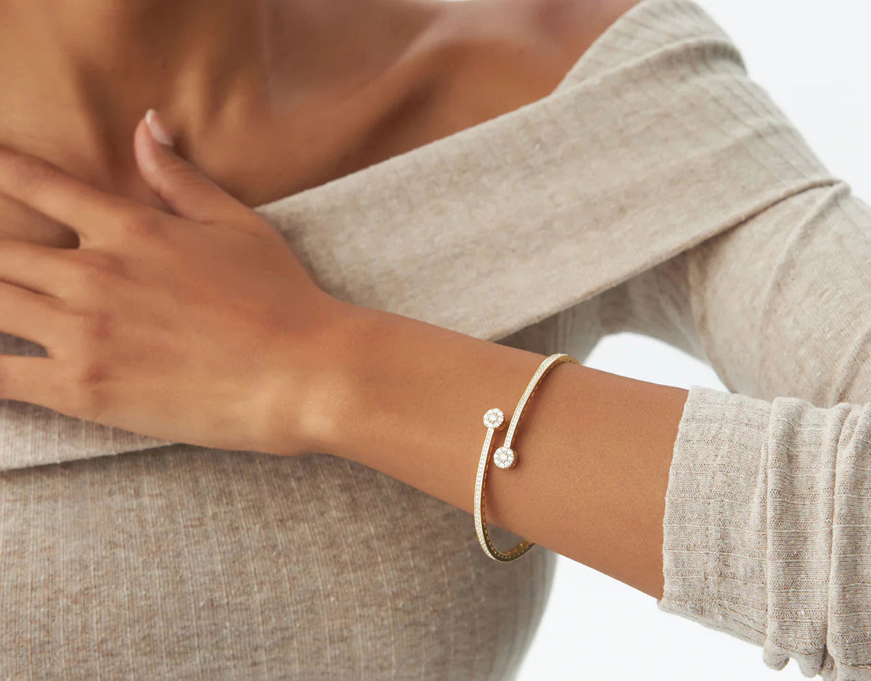 Round Brilliant Cut Diamond Geometric Bracelets | Lab Grown Diamonds & 18k Gold Plated Charm Bracelets for Men and Women | Gift for Wedding, Anniversary, Engagement