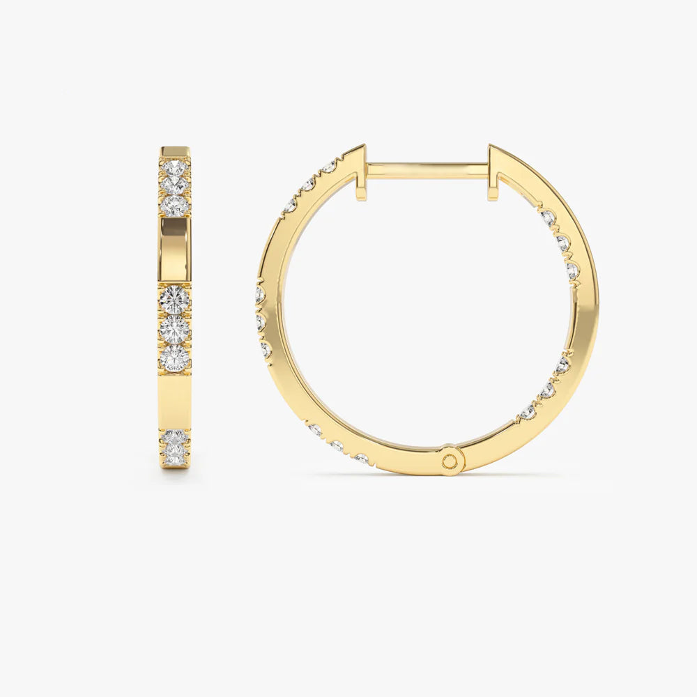Diamond Round Brilliant Cut Hoop Earrings | 18k Gold Plated Trendy Circle Earrings for Women | Gift, Party, Wedding, Anniversary