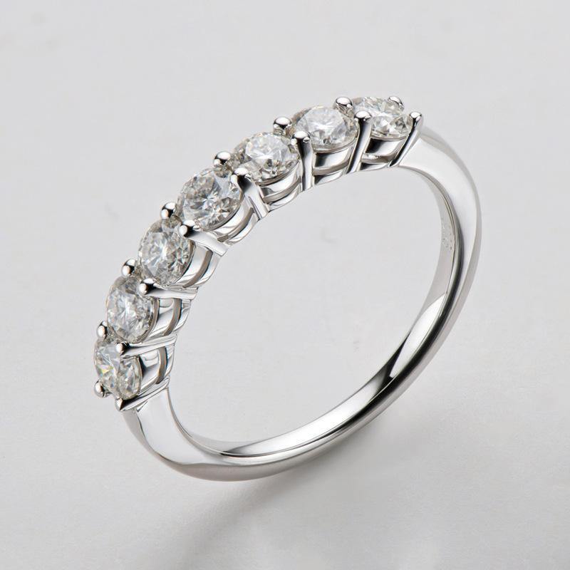 Valessiel 0.7 Carat Round Brilliant Half Eternity Moissanite Band in 925 Silver