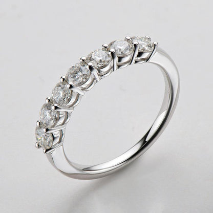Valessiel 0.7 Carat Round Brilliant Half Eternity Moissanite Band in 925 Silver