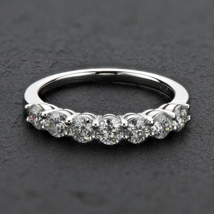 Valessiel 0.7 Carat Round Brilliant Half Eternity Moissanite Band in 925 Silver