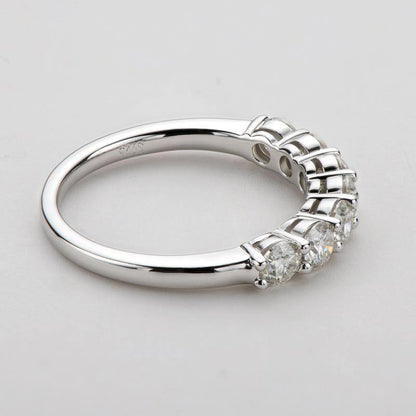 Valessiel 0.7 Carat Round Brilliant Half Eternity Moissanite Band in 925 Silver