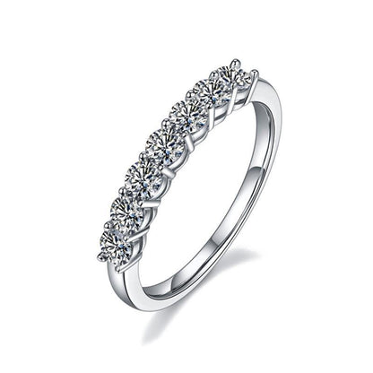 Valessiel 0.7 Carat Round Brilliant Half Eternity Moissanite Band in 925 Silver