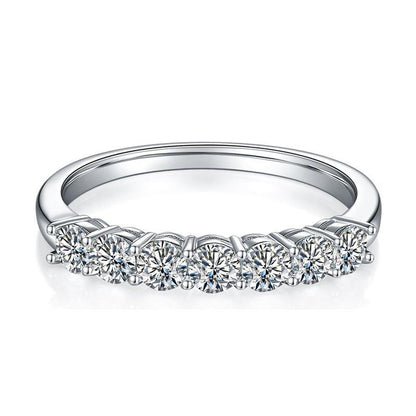 Valessiel 0.7 Carat Round Brilliant Half Eternity Moissanite Band in 925 Silver