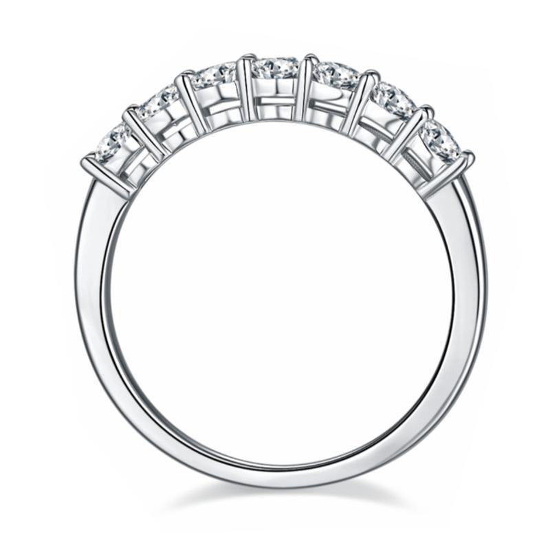 Valessiel 0.7 Carat Round Brilliant Half Eternity Moissanite Band in 925 Silver