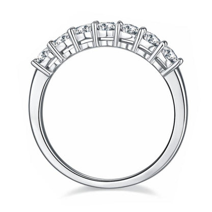 Valessiel 0.7 Carat Round Brilliant Half Eternity Moissanite Band in 925 Silver