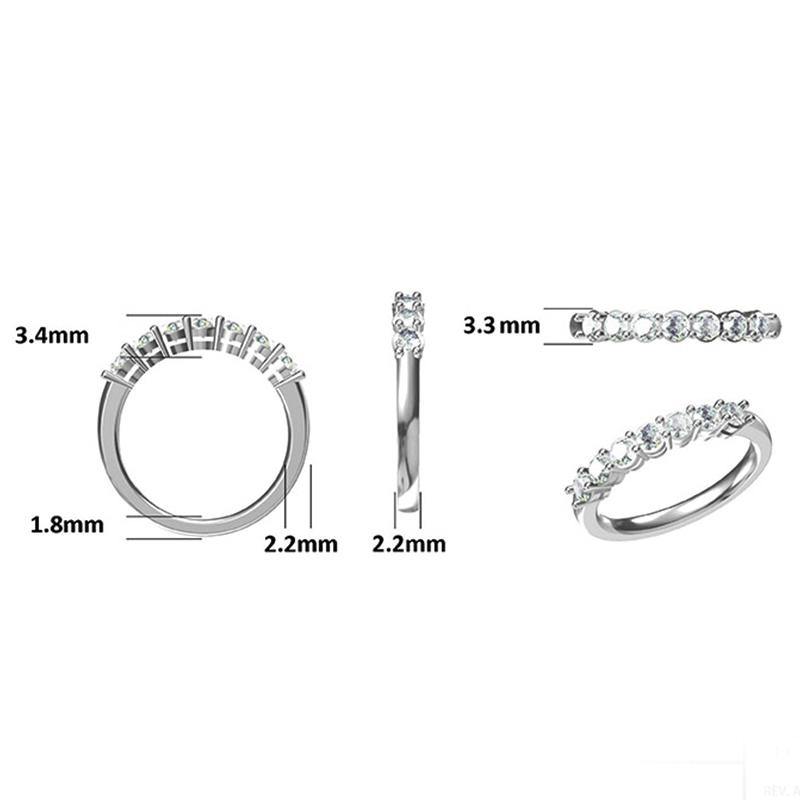 Valessiel 0.7 Carat Round Brilliant Half Eternity Moissanite Band in 925 Silver
