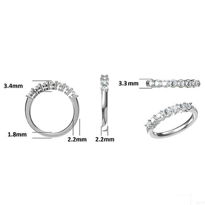 Valessiel 0.7 Carat Round Brilliant Half Eternity Moissanite Band in 925 Silver