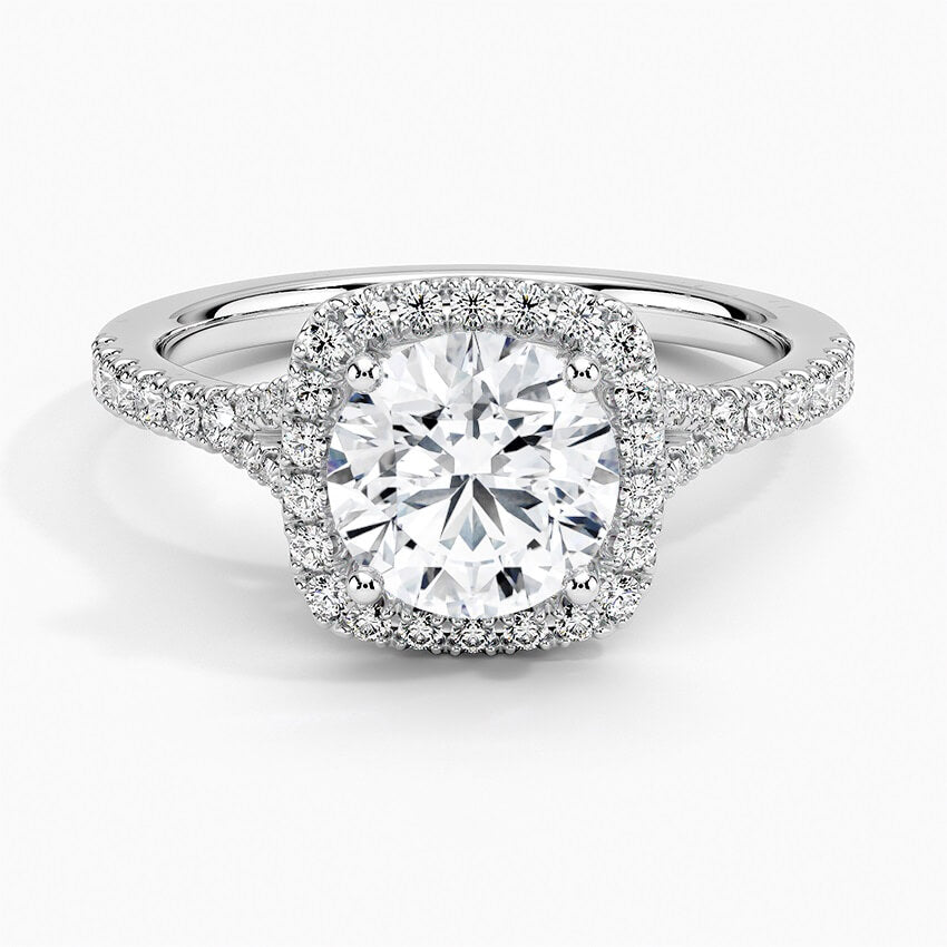Pindriel 3 Carat Round Brilliant Halo Moissanite Ring in 925 Silver