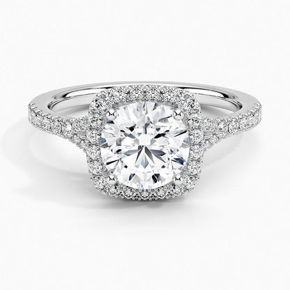 Pindriel 3 Carat Round Brilliant Halo Moissanite Ring in 925 Silver