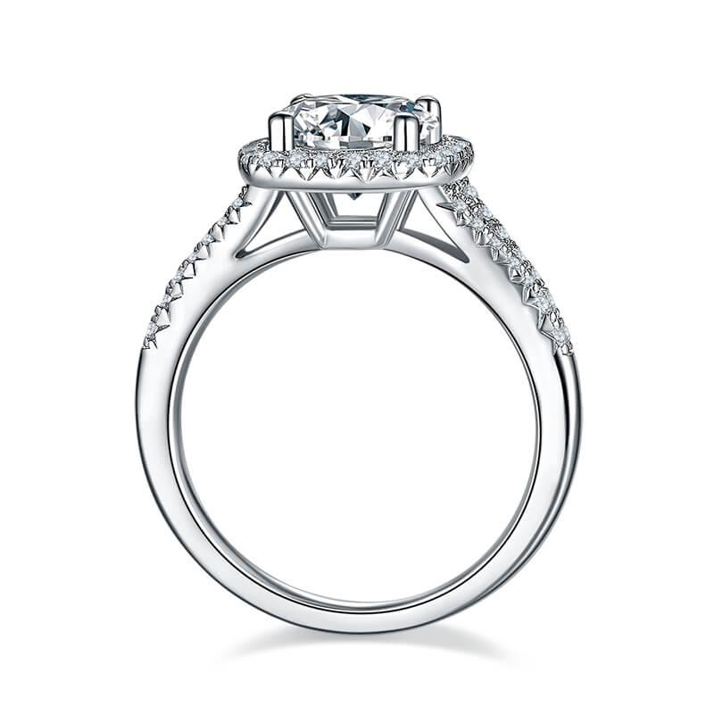 Pindriel 3 Carat Round Brilliant Halo Moissanite Ring in 925 Silver