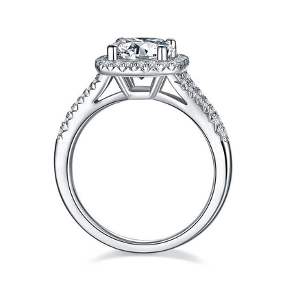 Pindriel 3 Carat Round Brilliant Halo Moissanite Ring in 925 Silver