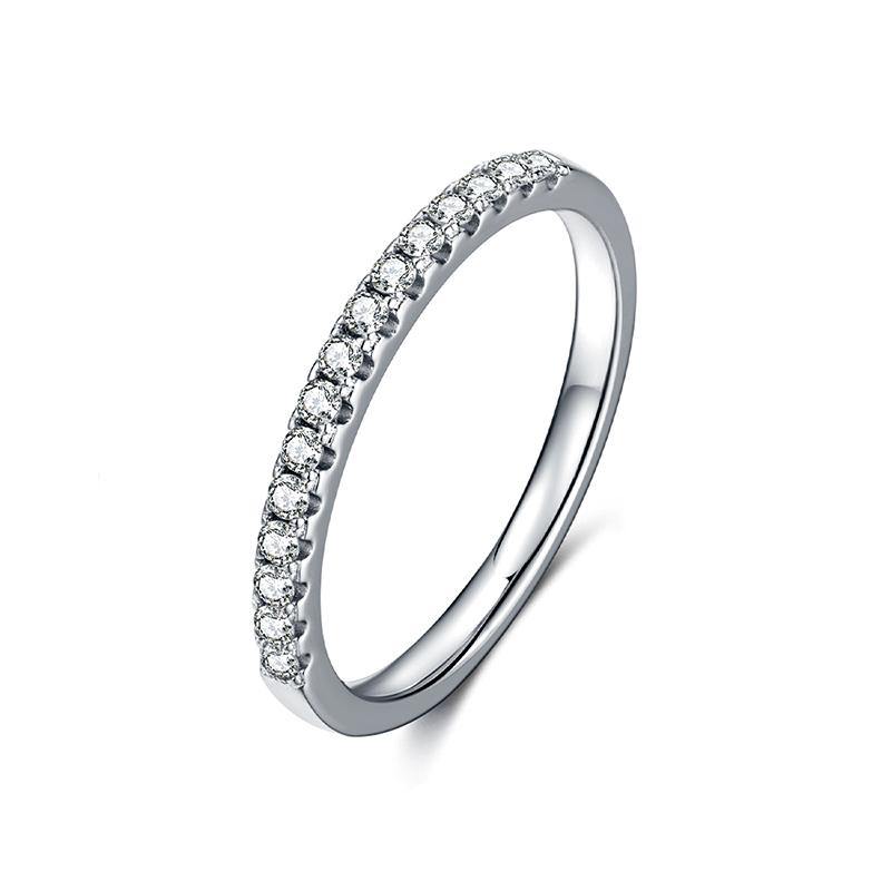 Verindiel 0.3 Carat Round Brilliant Half Eternity Moissanite Band in 925 Silver