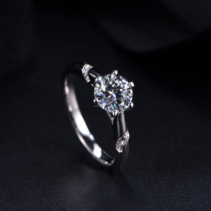 Brynoria 2 Carat Round Brilliant Solitaire Moissanite Ring