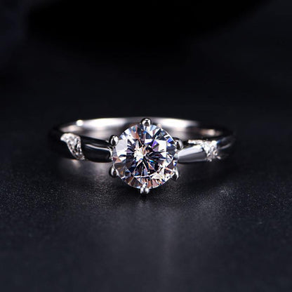Brynoria 2 Carat Round Brilliant Solitaire Moissanite Ring