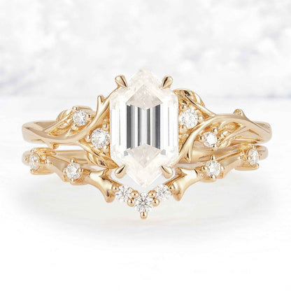 Thaloriel 1 Carat Hexagonal Stackable Moss Agate Ring Set in 925 Silver