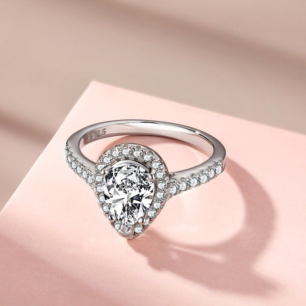 Windriel 1 Carat Pear Halo Moissanite Ring