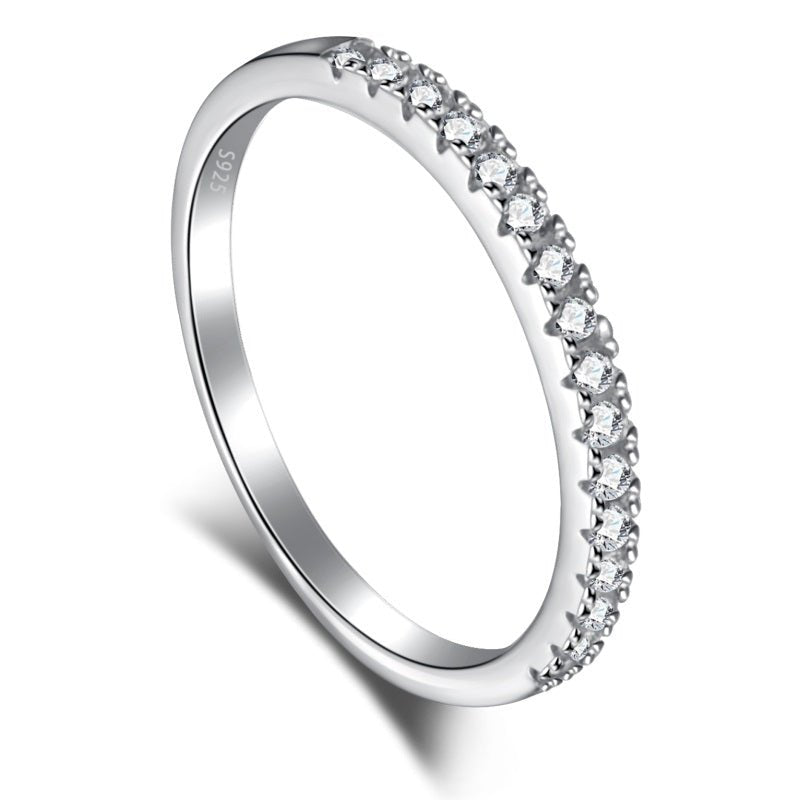Falysewen 0.2 Carat Round Brilliant Half Eternity Moissanite Band in 925 Silver