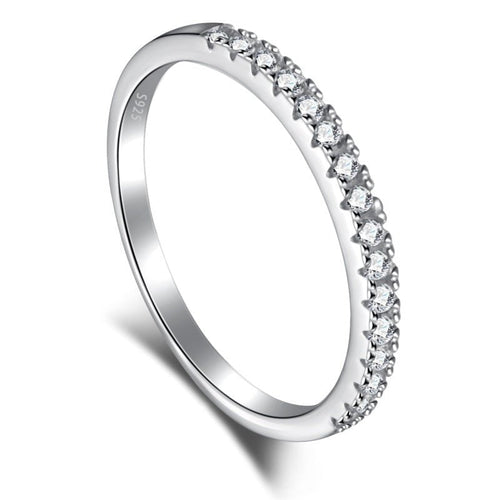 Falysewen 0.2 Carat Round Brilliant Half Eternity Moissanite Band in 925 Silver