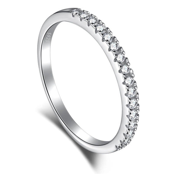 Falysewen 0.2 Carat Round Brilliant Half Eternity Moissanite Band in 925 Silver