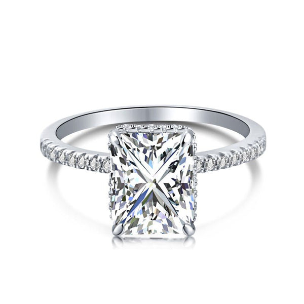 Ereswen 4 Carat Radiant Solitaire Moissanite Ring in 925 Silver