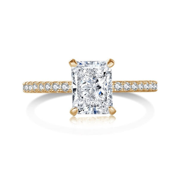 Ristariel 2 Carat Radiant Solitaire Moissanite Ring in 18K Yellow Gold