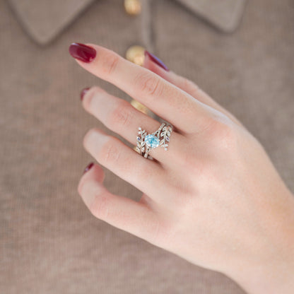 Narielyn 1.5 Carat Oval Stackable Aquamarine Ring Set in 925 Silver
