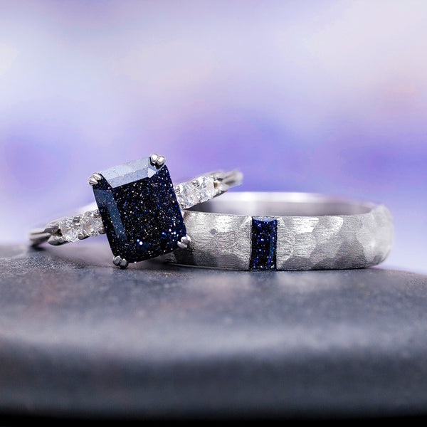 Caelith 2.4 Carat Emerald Hidden Halo Sandstone Ring in 925 Silver