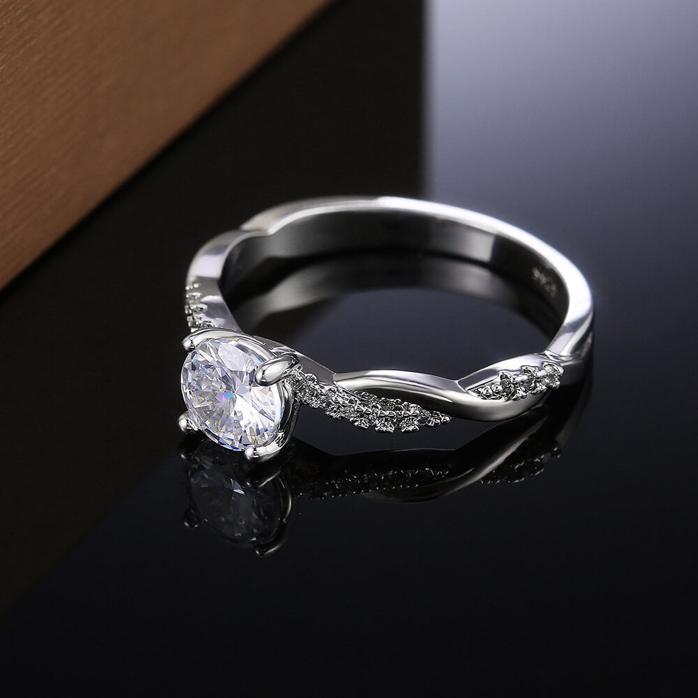 Firawen 3 Carat Round Brilliant Solitaire Moissanite Ring