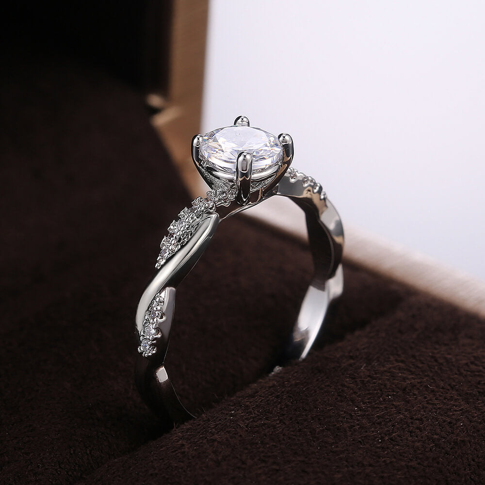 Firawen 3 Carat Round Brilliant Solitaire Moissanite Ring