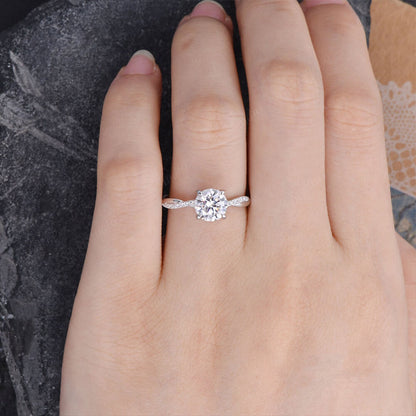 Firawen 3 Carat Round Brilliant Solitaire Moissanite Ring