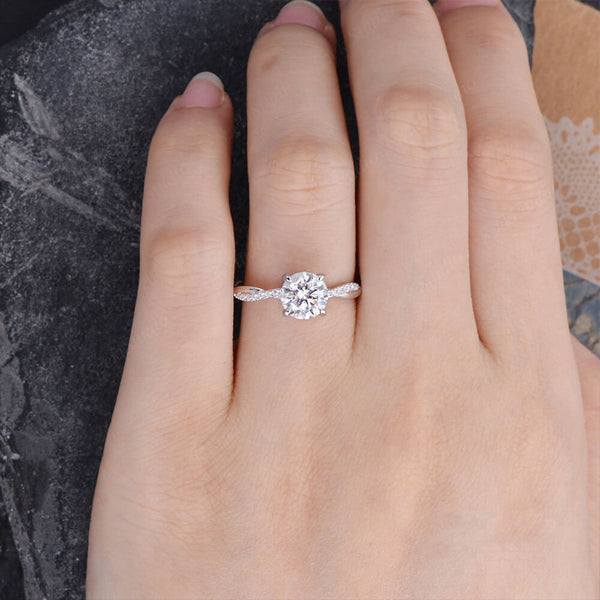 Firawen 3 Carat Round Brilliant Solitaire Moissanite Ring