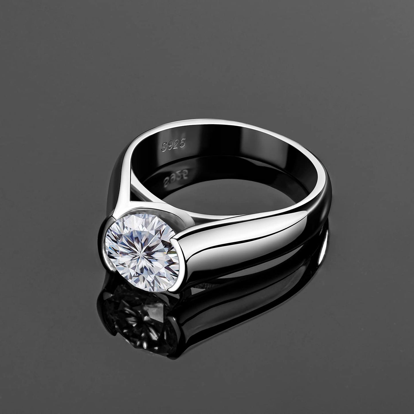 Telynriel 3 Carat Round Brilliant Solitaire Moissanite Ring in 925 Silver
