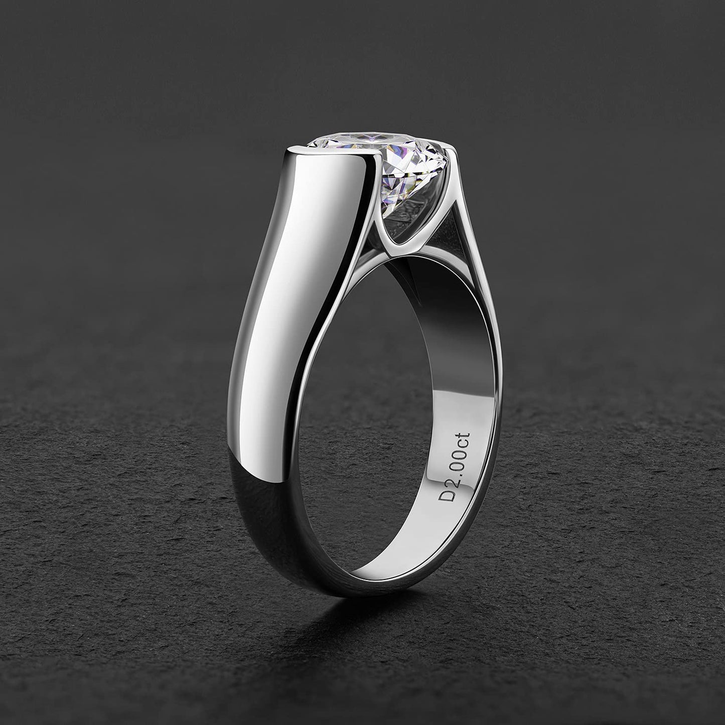 Telynriel 3 Carat Round Brilliant Solitaire Moissanite Ring in 925 Silver