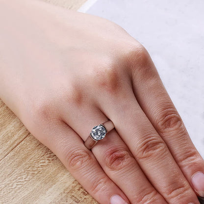 Telynriel 3 Carat Round Brilliant Solitaire Moissanite Ring in 925 Silver