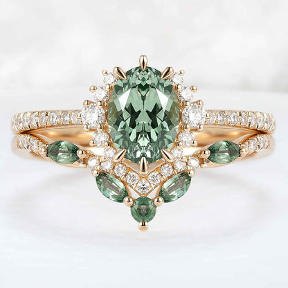 Ryssaria 1 Carat Oval Stackable Sapphire Ring Set in 18K Rose Gold