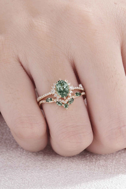 Ryssaria 1 Carat Oval Stackable Sapphire Ring Set in 18K Rose Gold