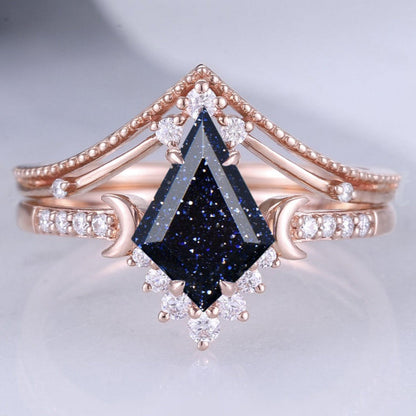 Brinawen 1.4 Carat Kite Stackable Sandstone Ring Set in 925 Silver
