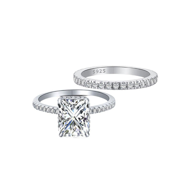 Torawen 4 Carat Radiant Stackable Moissanite Ring Set in 925 Silver