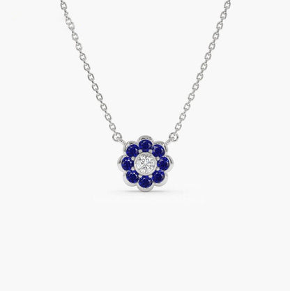 Lucionvia 0.3 Carat Round Pendant Sapphire Necklace