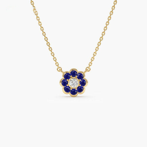 Lucionvia 0.3 Carat Round Pendant Sapphire Necklace