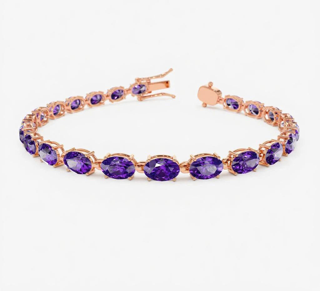 Ondaivria 0.3 Carat Oval Tennis Amethyst Bracelet