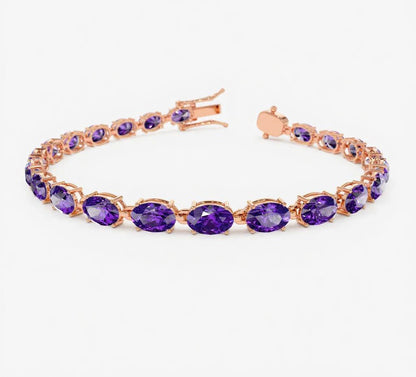 Ondaivria 0.3 Carat Oval Tennis Amethyst Bracelet