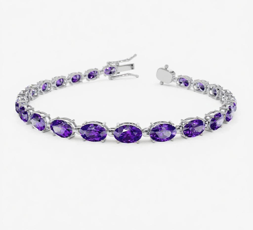 Ondaivria 0.3 Carat Oval Tennis Amethyst Bracelet
