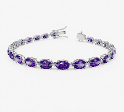 Ondaivria 0.3 Carat Oval Tennis Amethyst Bracelet