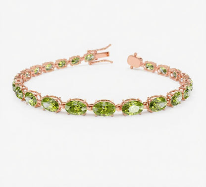 Polavous 14 Carat Oval Tennis Peridot Bracelet
